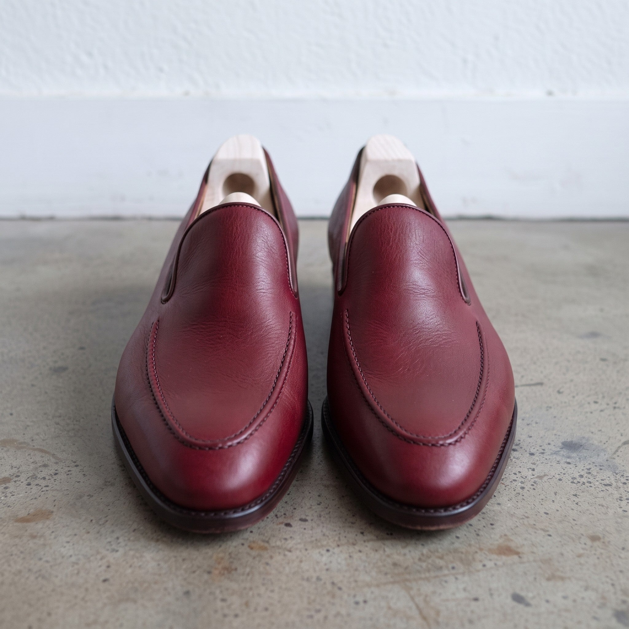 Men's Burgundy Apron-Toe Leather Loafers — Willoughby — Willoughby