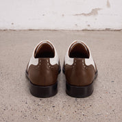 Men's Brown and White Wingtip Leather Oxfords — Bayford