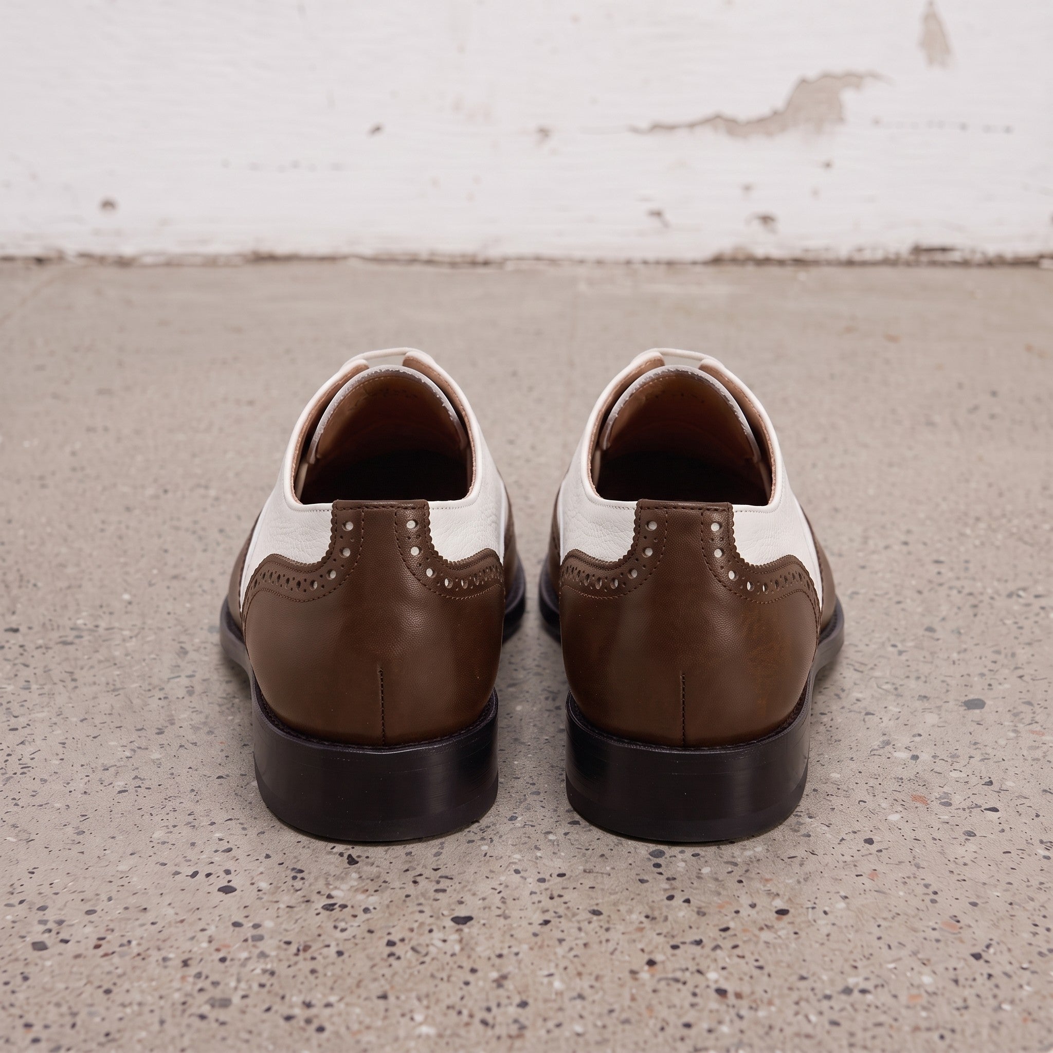 Men's Brown and White Wingtip Leather Oxfords — Bayford