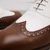 Men's Brown and White Wingtip Leather Oxfords — Bayford