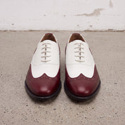 Men's Burgundy and White Wingtip Leather Oxfords — Bayford — Bayford