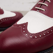 Men's Burgundy and White Wingtip Leather Oxfords — Bayford — Bayford