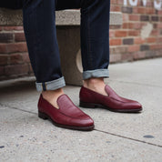 Men's Burgundy Apron-Toe Leather Loafers — Willoughby — Willoughby