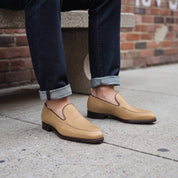 Men's Tan Apron-Toe Leather Loafers — Willoughby