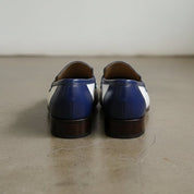 Men's White and Dark Blue Apron-Toe Leather Penny Loafers — Stapleton — Stapleton