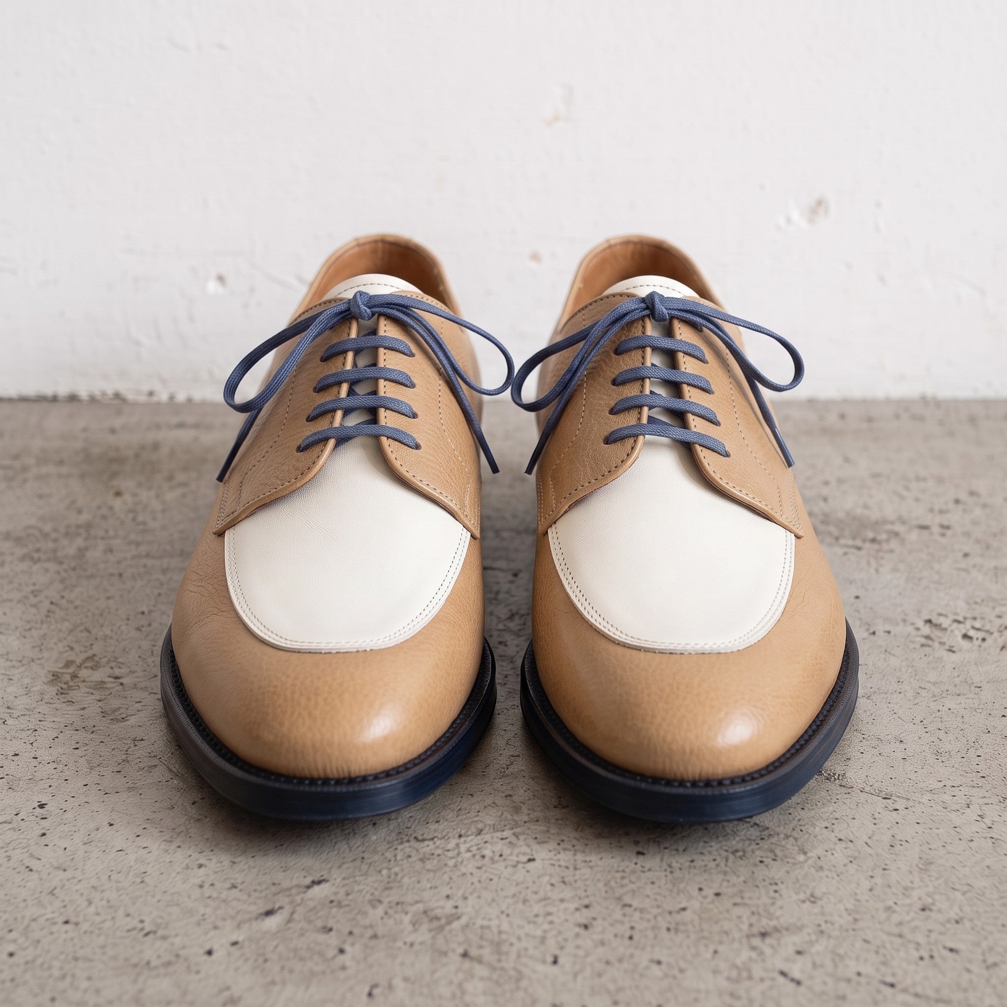 Men's Tan and White Leather Derby Shoes — Fosbrooke — Fosbrooke