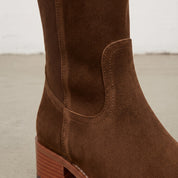 Women's Brown Plain-Toe Suede Knee-High Riding Boots — Brixham