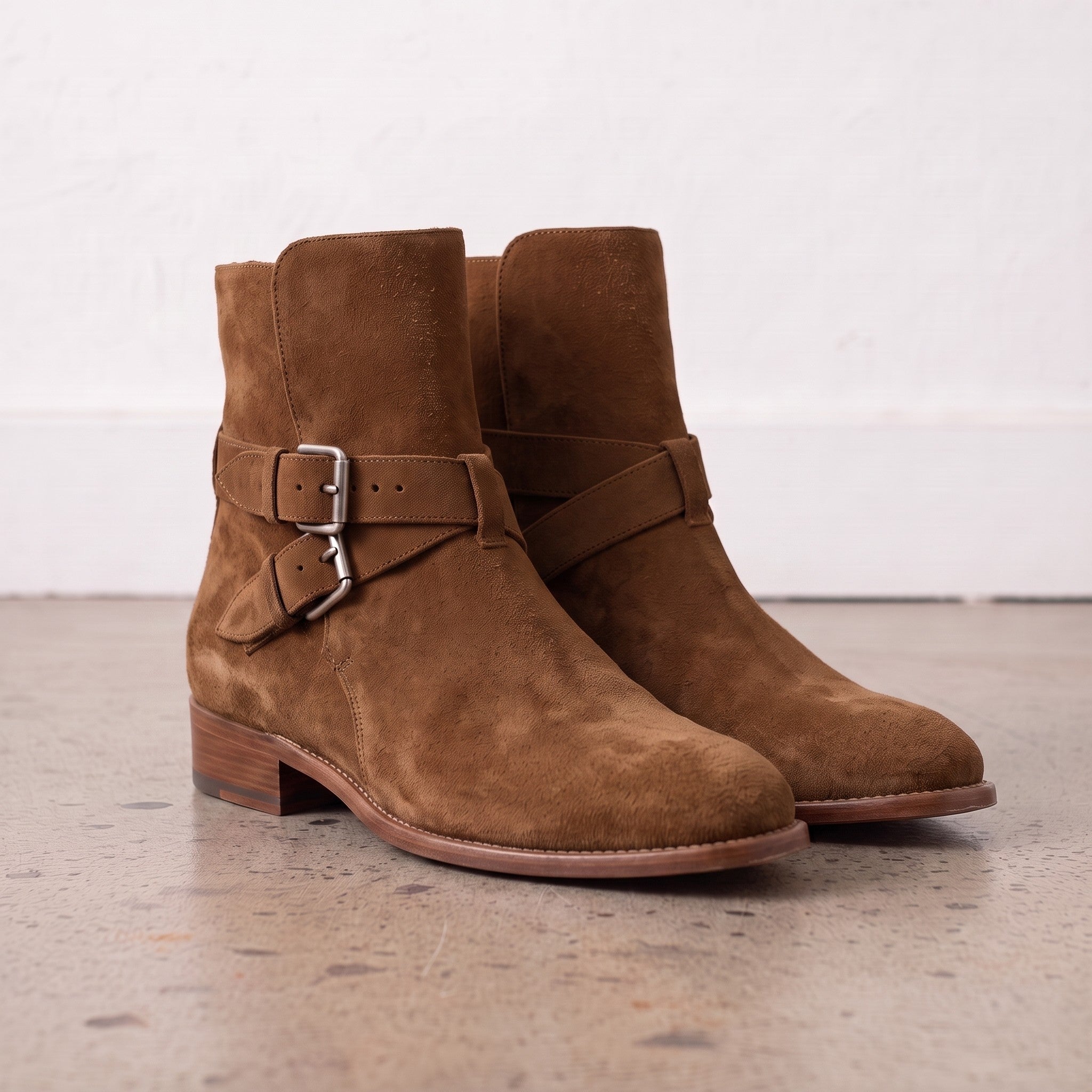 Men's Brown Plain-Toe Suede Jodhpur Boots — Astley