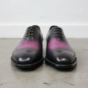 Men's Black and Magenta Medallion Toe Leather Oxfords — Arlingham