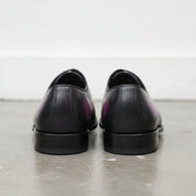 Men's Black and Magenta Medallion Toe Leather Oxfords — Arlingham