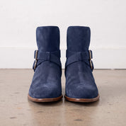 Men's Navy Blue Plain-Toe Suede Jodhpur Boots — Astley
