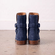 Men's Navy Blue Plain-Toe Suede Jodhpur Boots — Astley
