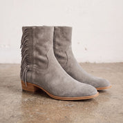 Women's Light Gray Fringe Suede Western Boots — Crawford