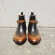 Men's Black and Tan Plain-Toe Leather Jodhpur Boots — Scarborough