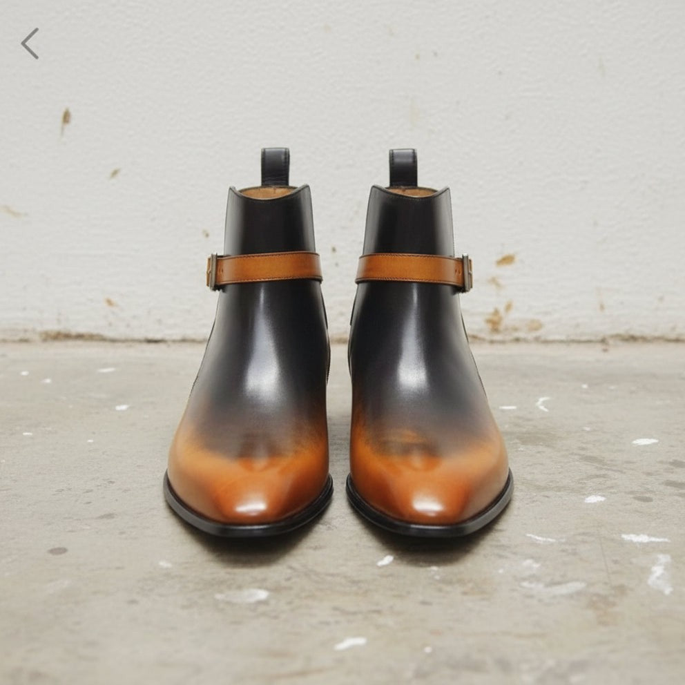 Men's Black and Tan Plain-Toe Leather Jodhpur Boots — Scarborough