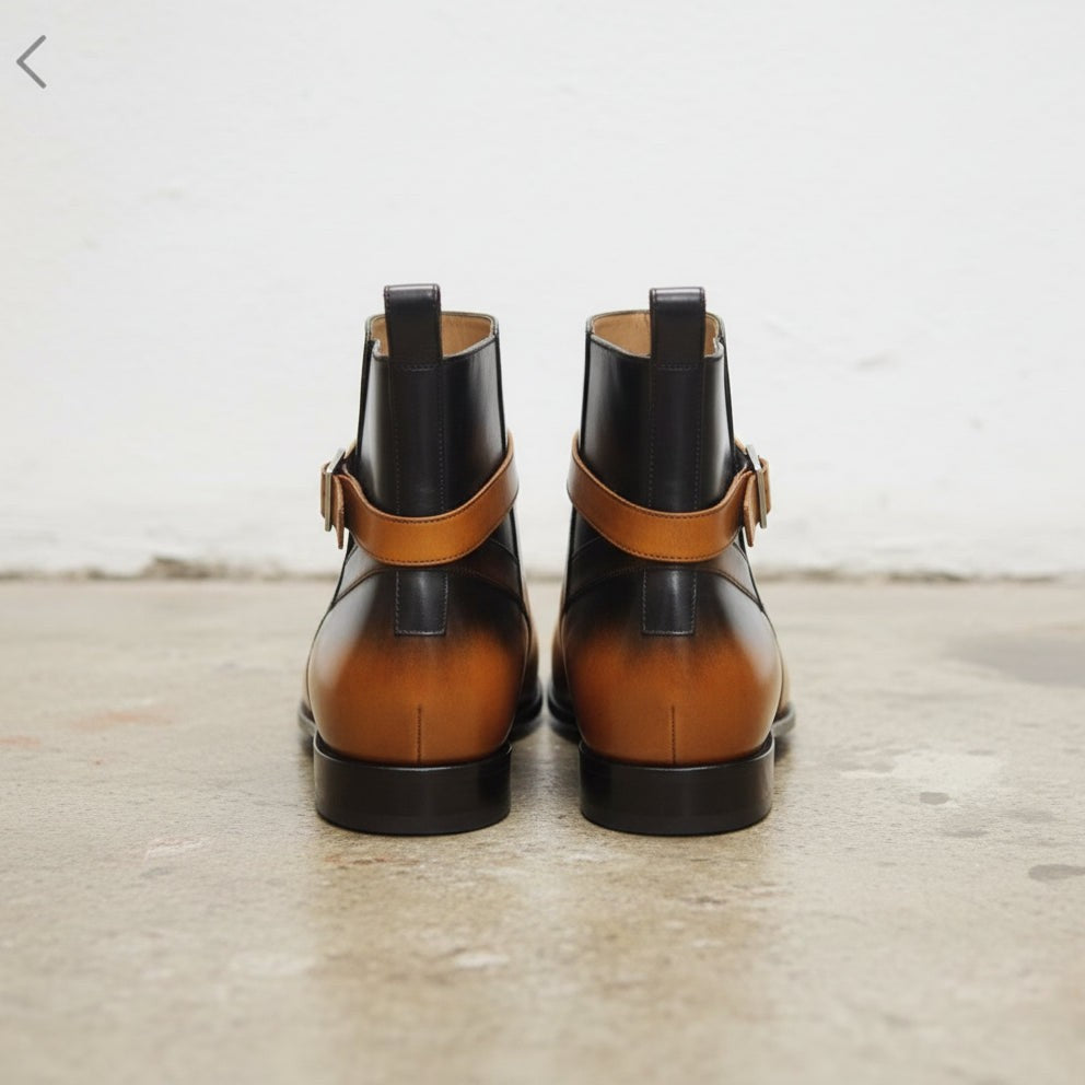 Men's Black and Tan Plain-Toe Leather Jodhpur Boots — Scarborough