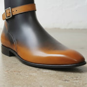Men's Black and Tan Plain-Toe Leather Jodhpur Boots — Scarborough