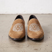 Men's Tan Plain-Toe Suede Loafers — Aubrey