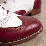 Men's Burgundy and White Wingtip Leather Spectator Oxfords — Stanley — Stanley