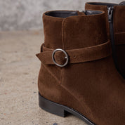 Men's Brown Plain-Toe Suede Jodhpur Boots — Hollard