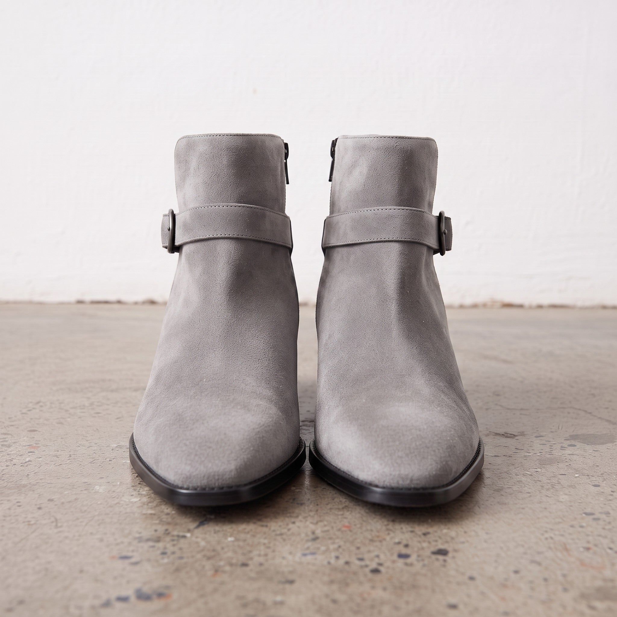 Men's Light Gray Plain-Toe Suede Jodhpur Boots — Hollard