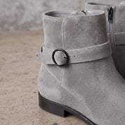 Men's Light Gray Plain-Toe Suede Jodhpur Boots — Hollard