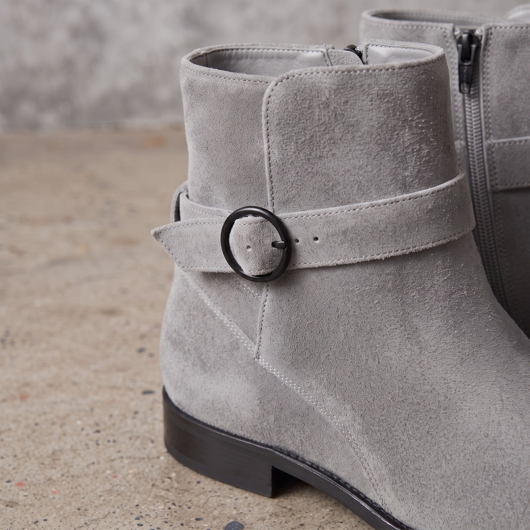 Men's Light Gray Plain-Toe Suede Jodhpur Boots — Hollard
