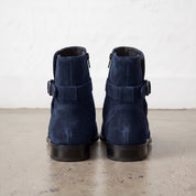 Men's Navy Blue Plain-Toe Suede Jodhpur Boots — Hollard