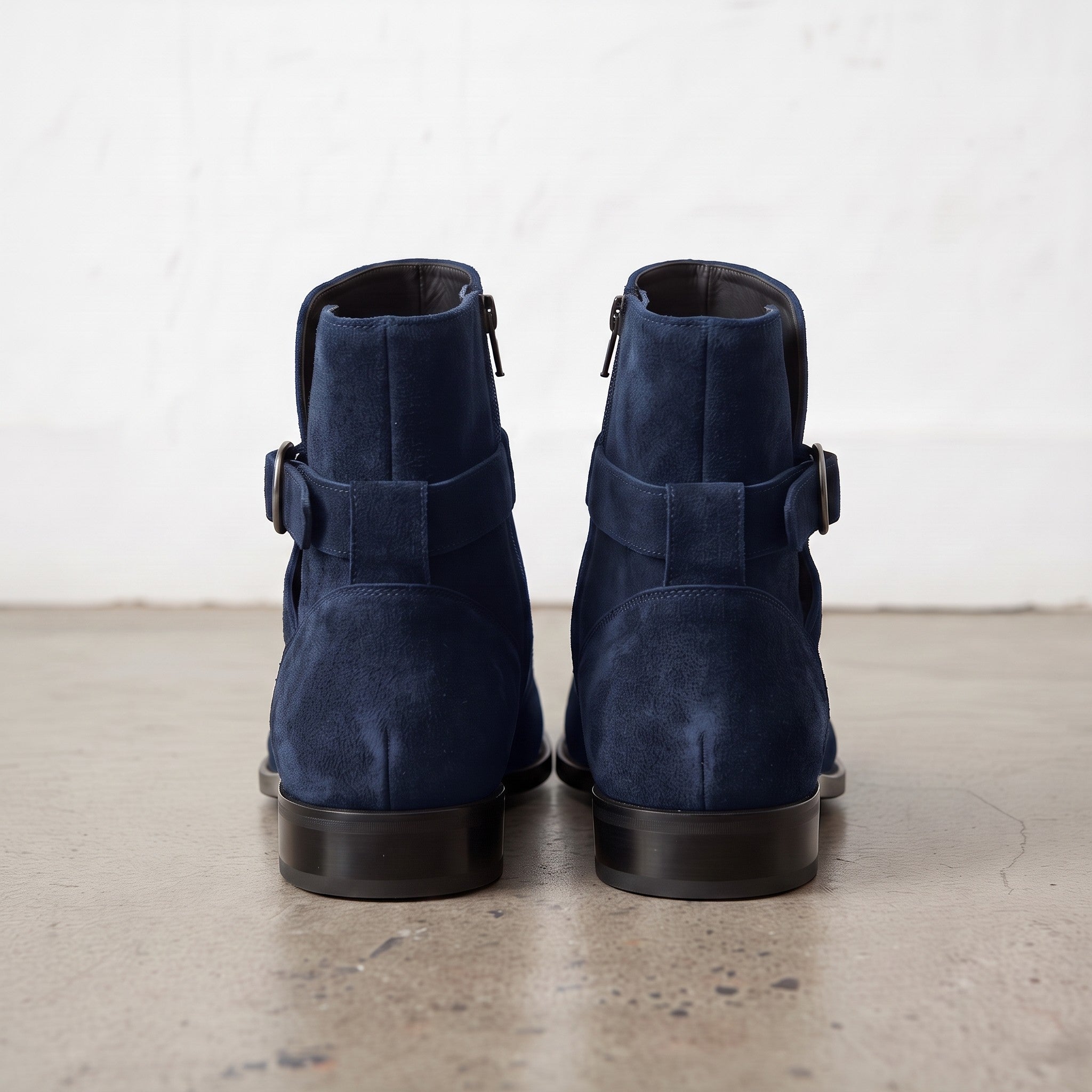 Men's Navy Blue Plain-Toe Suede Jodhpur Boots — Hollard
