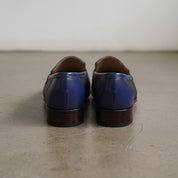 Men's Black and Dark Blue Apron-Toe Leather Penny Loafers — Stapleton