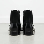 Men's Black Cap-Toe Leather and Suede Balmoral Boots — Hurleston