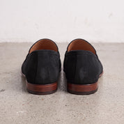 Men's Black Suede Apron-Toe Penny Loafers — Bellingham