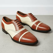 Men's Brown and Cream Leather Spectator Oxfords — Hensley