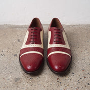 Men's Burgundy and Cream Leather Spectator Oxfords — Hensley
