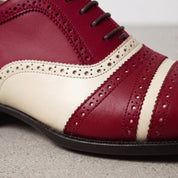 Men's Burgundy and Cream Leather Spectator Oxfords — Hensley