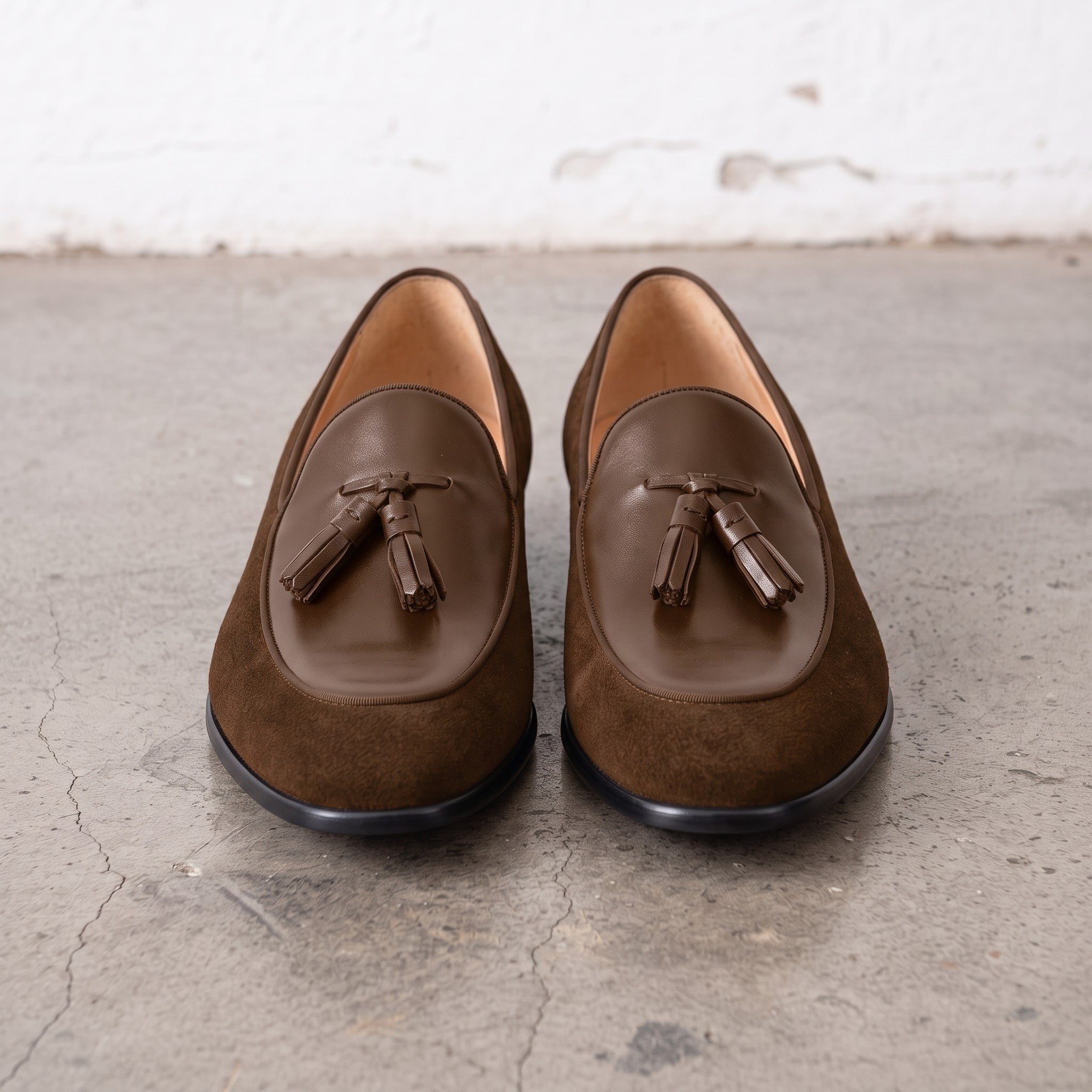 Men's Brown Suede Leather Tassel Loafers — Burton