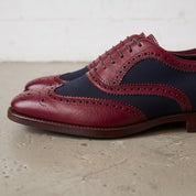 Men's Burgundy and Navy Wingtip Leather Spectator Oxfords — Anglesey