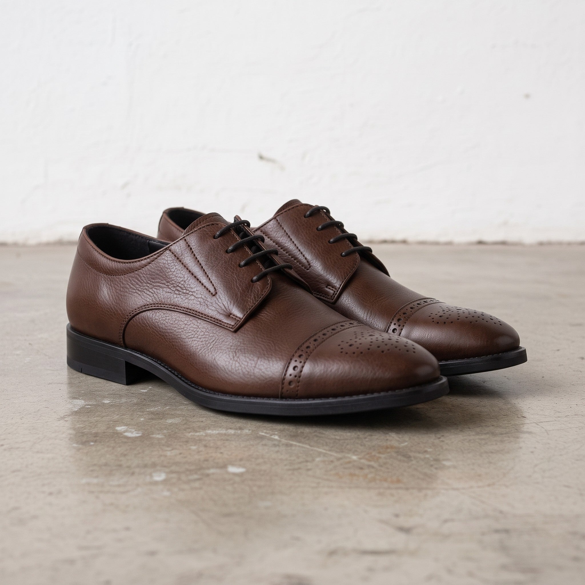 Men's Brown Cap-Toe Leather Derby — Adstock
