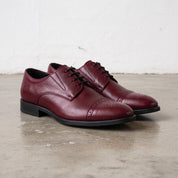 Men's Burgundy Cap-Toe Leather Derby — Adstock