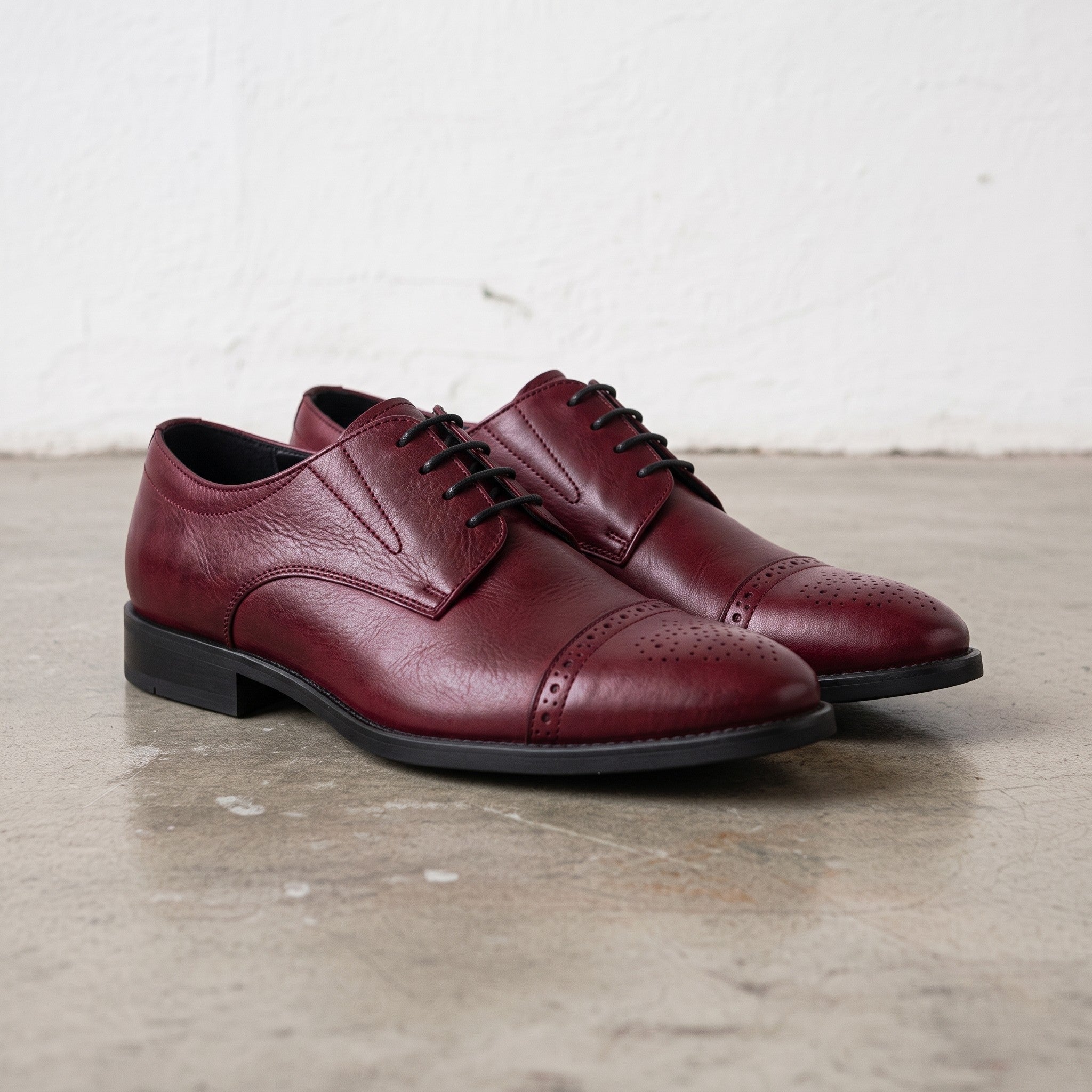 Men's Burgundy Cap-Toe Leather Derby — Adstock