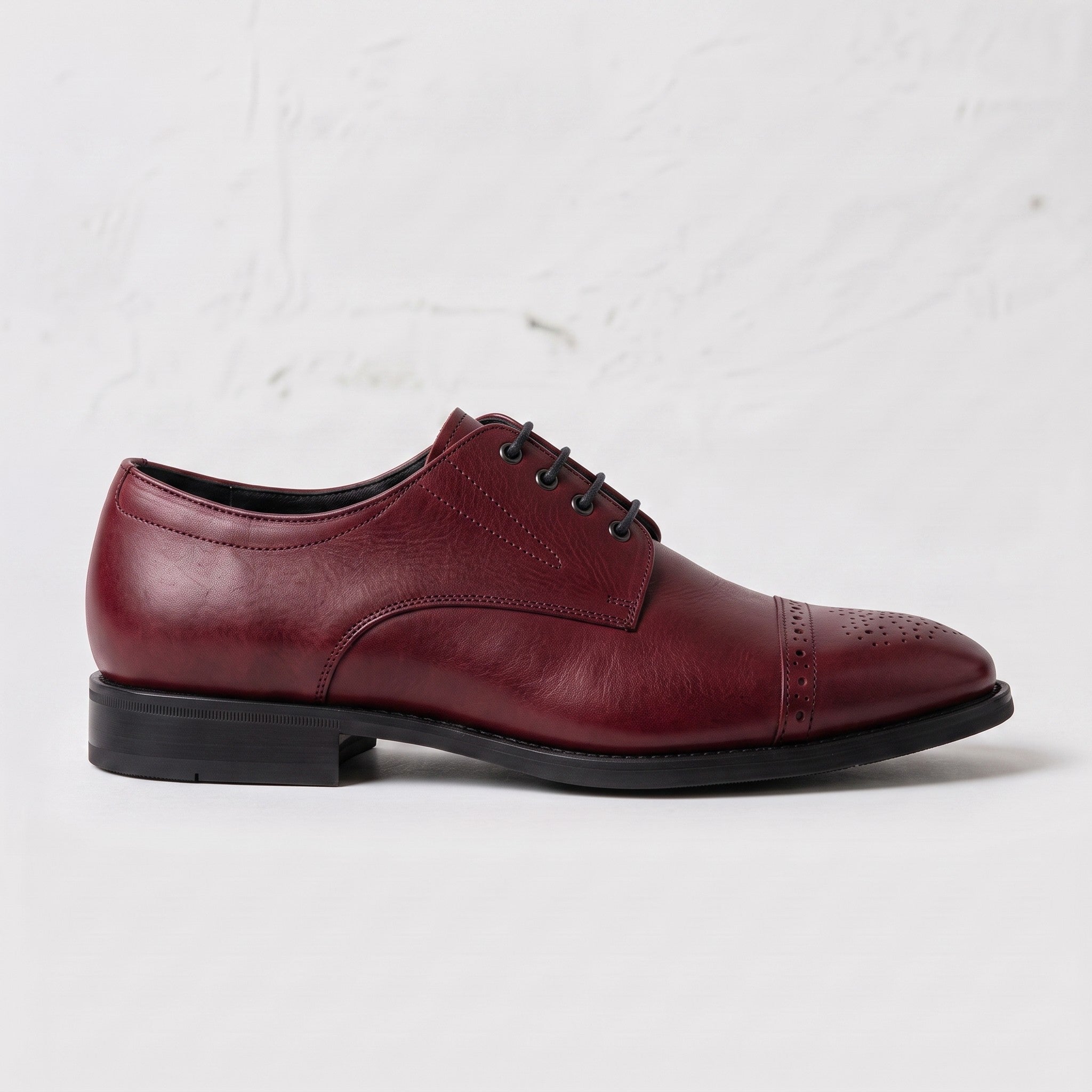 Men's Burgundy Cap-Toe Leather Derby — Adstock