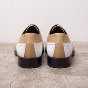Men's Tan and White Wingtip Leather Spectator Oxfords — Bridgham