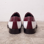 Men's Burgundy and White Wingtip Leather Spectator Oxfords — Bridgham