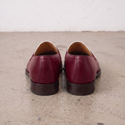 Men's Burgundy and White Plain-Toe Leather Spectator Penny Loafers — Connell