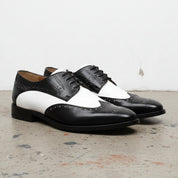 Men's Black and White Spectator Wingtip Leather Derby Shoes — Rugeley