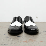 Men's Black and White Spectator Wingtip Leather Derby Shoes — Rugeley