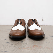 Men's Brown and White Spectator Wingtip Leather Derby Shoes — Rugeley