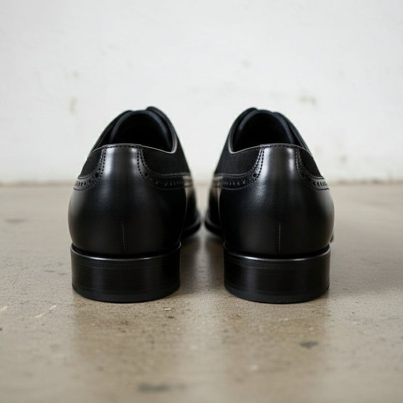 Men's Black Cap-Toe Suede and Leather Oxfords — Haig