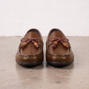 Men's Brown Apron-Toe Leather Tassel Loafers — Birtley