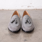 Men's Light Gray Suede Leather Tassel Loafers — Burton